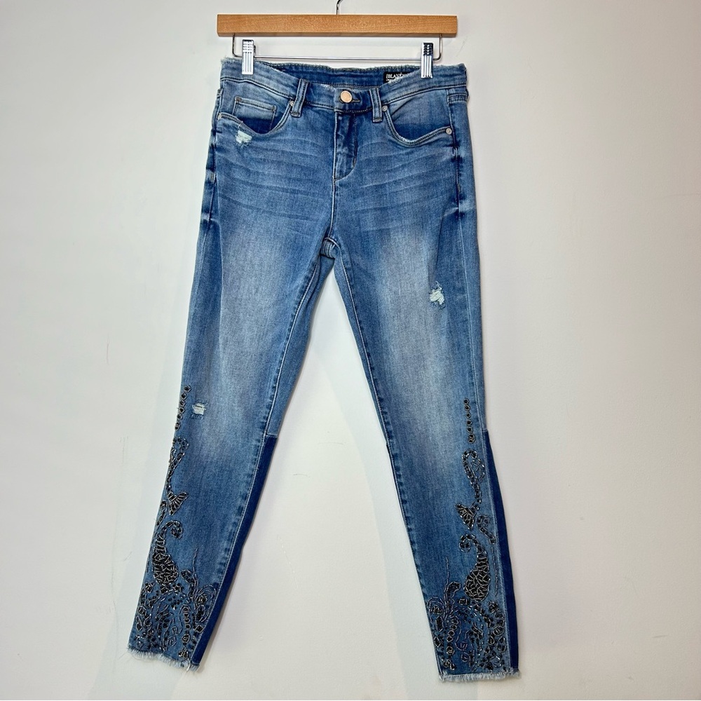 Blank NYC Beaded Embellished Cropped Skinny Jeans